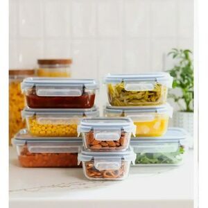 Sedona Kitchen 16-Pc Glass Storage Set – Cream Lids, BPA-Free, Food Containers